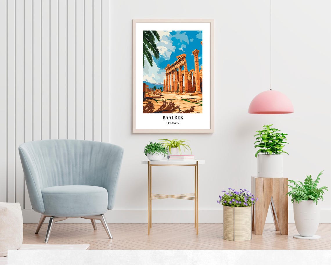 Baalbek Lebanon Ancient Roman Temple Ruins Columns Art Poster - Image 2