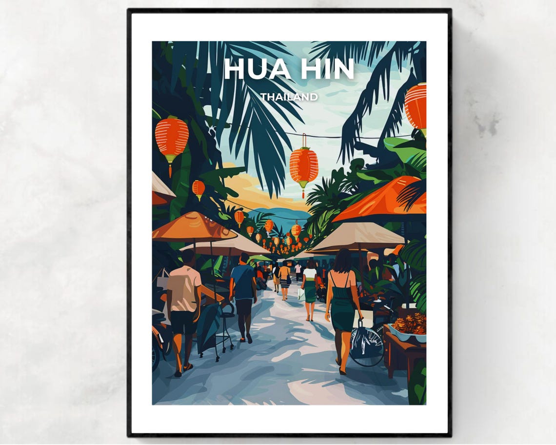 Cicada Market Travel Print Wall Art Hua Hin Thailand City Print Cicada Market Travel Gift Cicada Market Poster