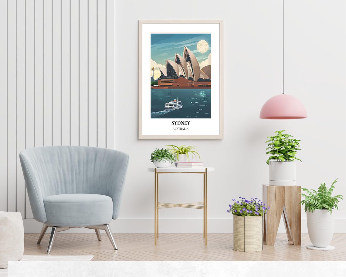 Sydney Opera House Moonlit Harbour Ferry Night Travel Poster - Image 2
