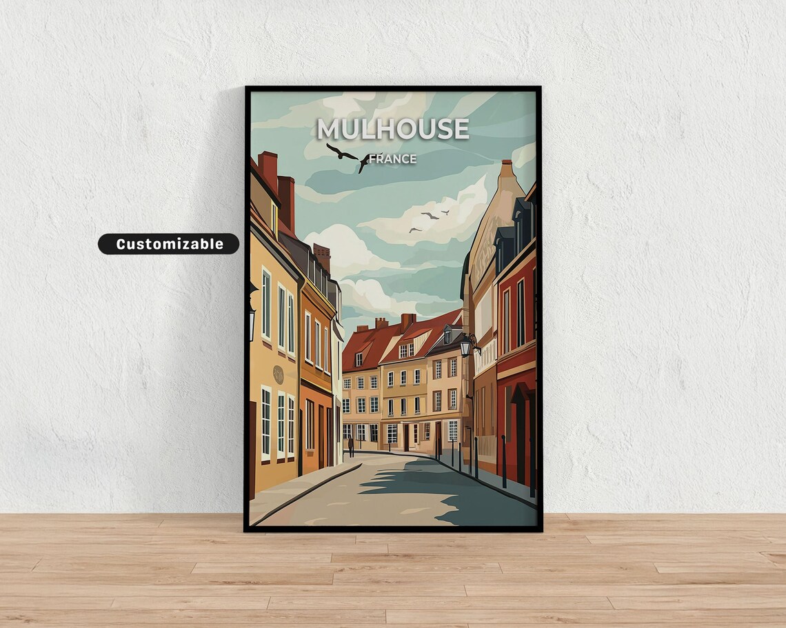 Mulhouse France Old Town Street Vintage Architecture Travel Poster