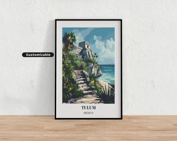Tulum Mexico Travel Poster Custom Wall Art