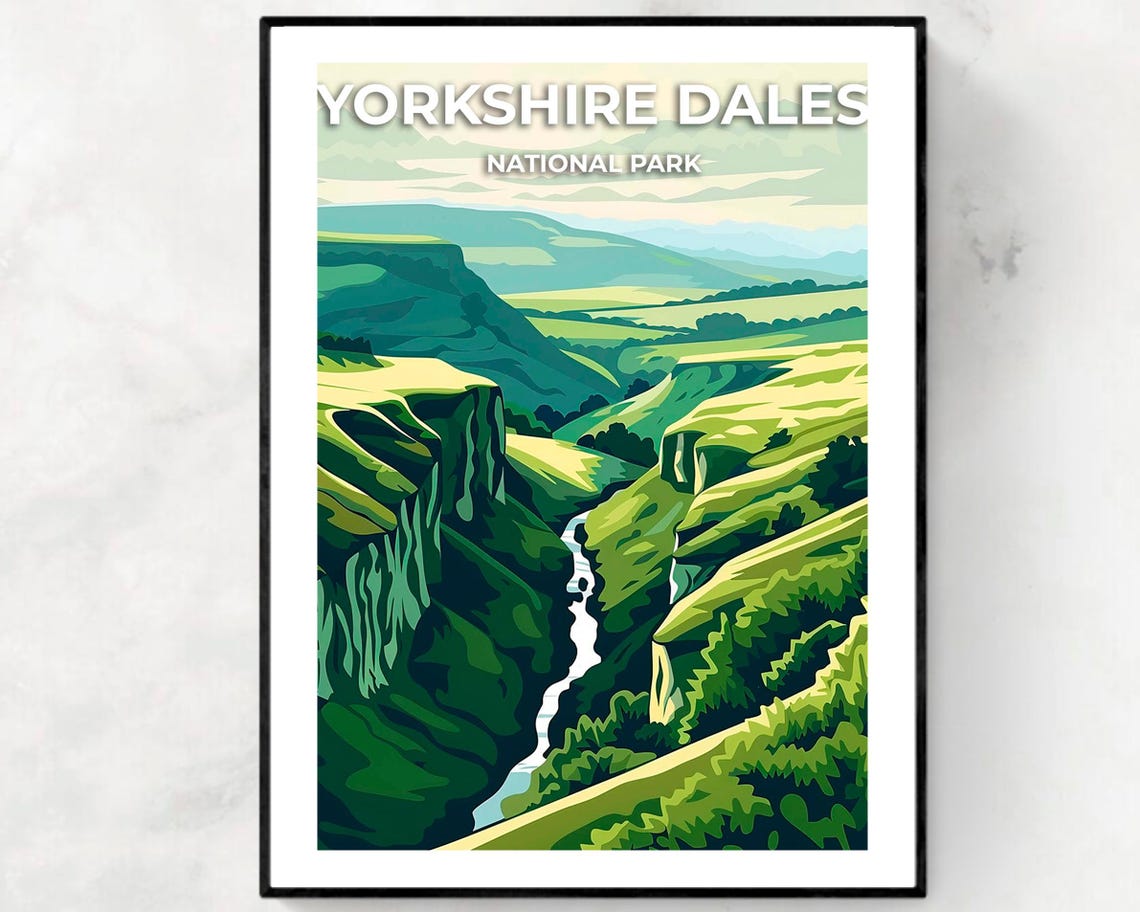 Yorkshire Dales National Park Travel Print Wall Art Yorkshire Dales National Park City Print Yorkshire Dales National Park Travel Gift