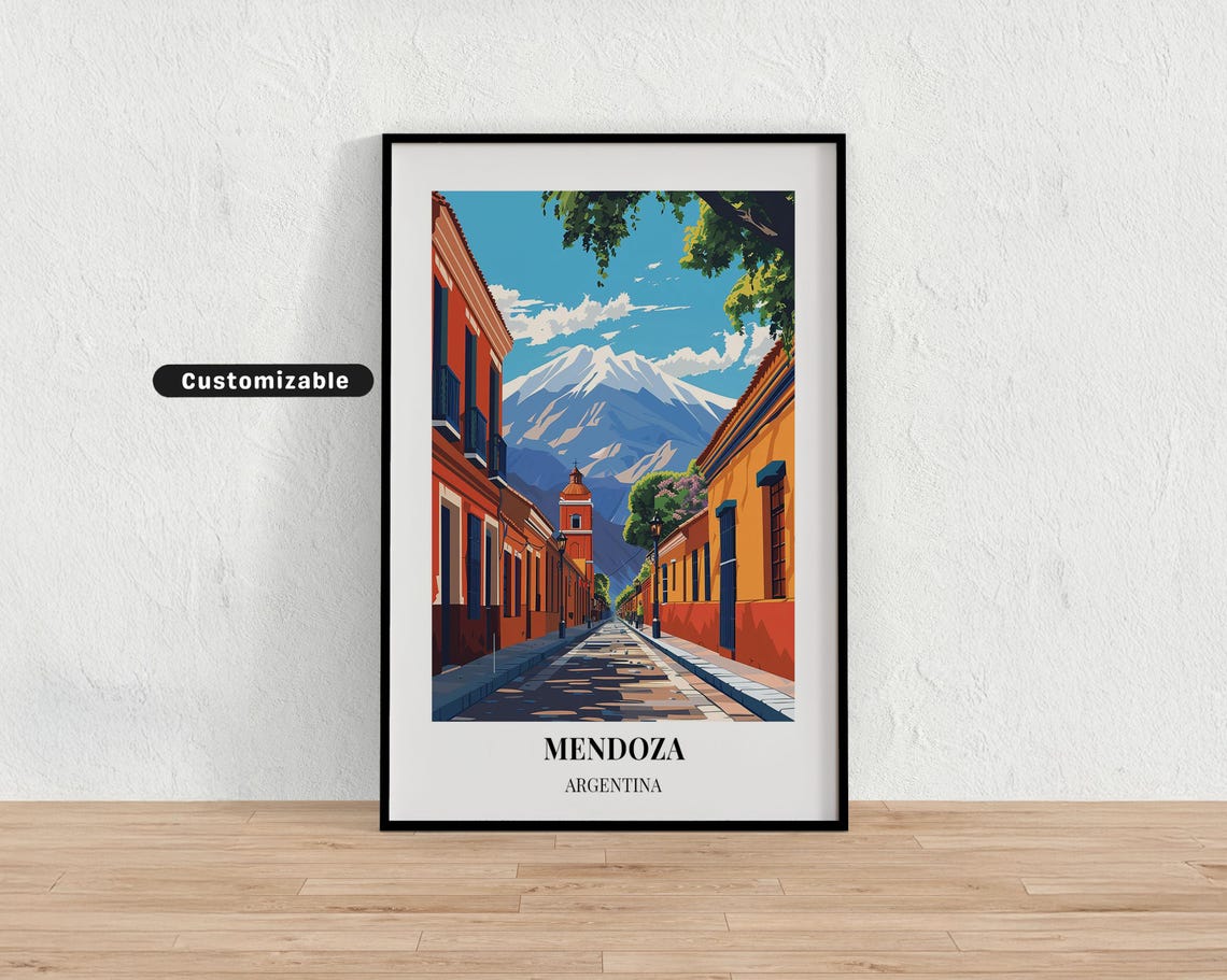 Mendoza Argentina Travel Poster Custom Wall Art