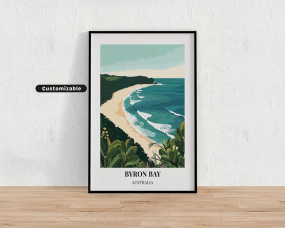 Byron Bay Australia Travel Poster Custom Wall Art