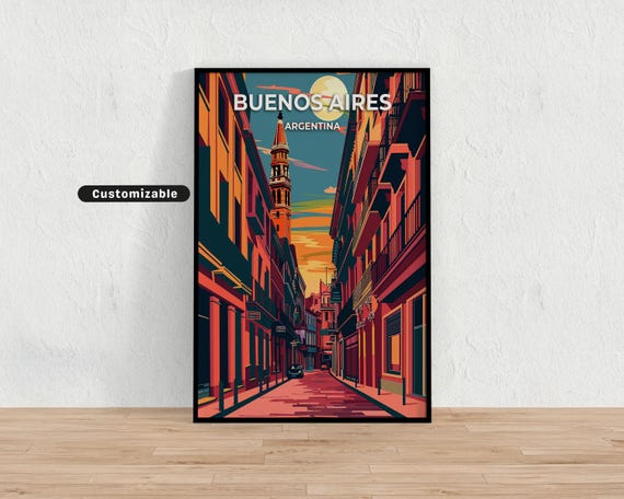 Buenos Aires Argentina Travel Poster Custom Wall Art