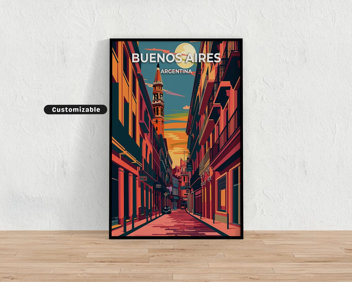 Buenos Aires Argentina Travel Poster Custom Wall Art