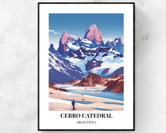 Cerro Catedral Travel Print Cerro Catedral Ski Poster Argentina Ski Poster Cerro Catedral Ski Resort Print