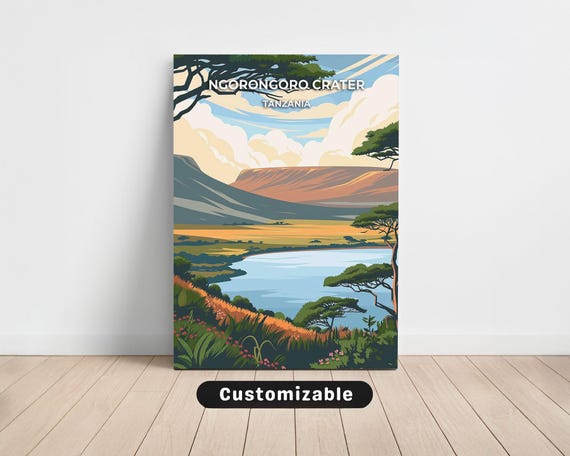 Ngorongoro Crater Tanzania Travel Canvas Poster Custom Wall Art