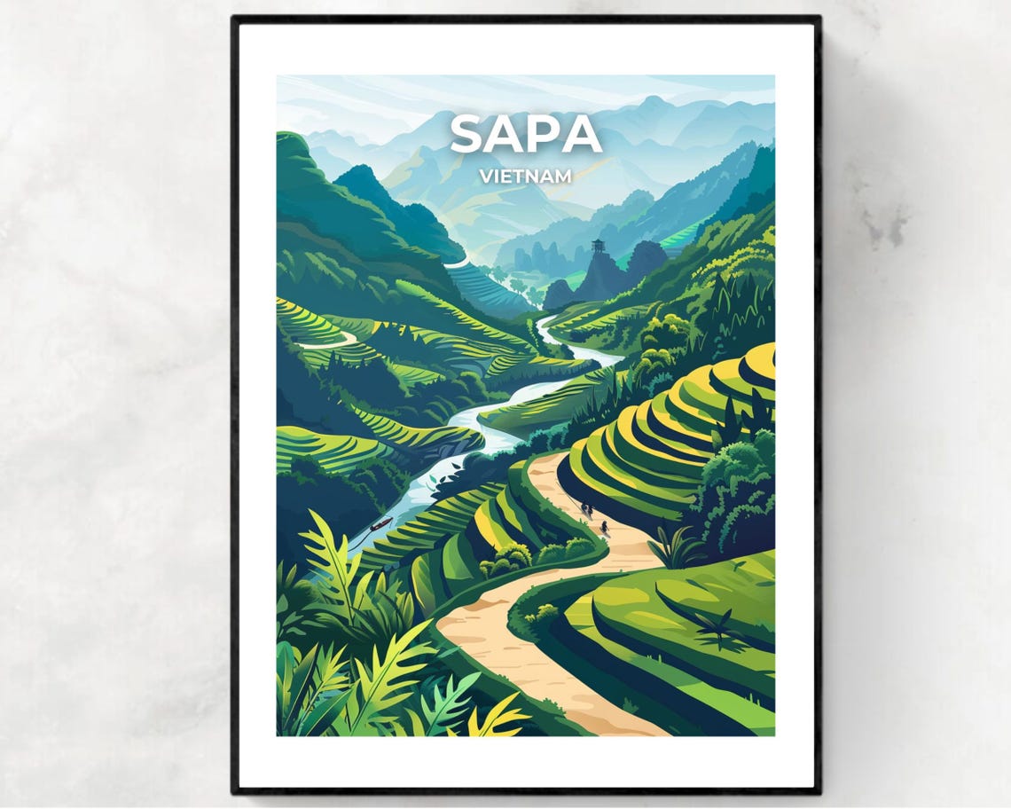 Fansipan Mountain Travel Print Wall Art Sapa Vietnam City Print Fansipan Mountain Travel Gift Fansipan Mountain Poster Travel Gift