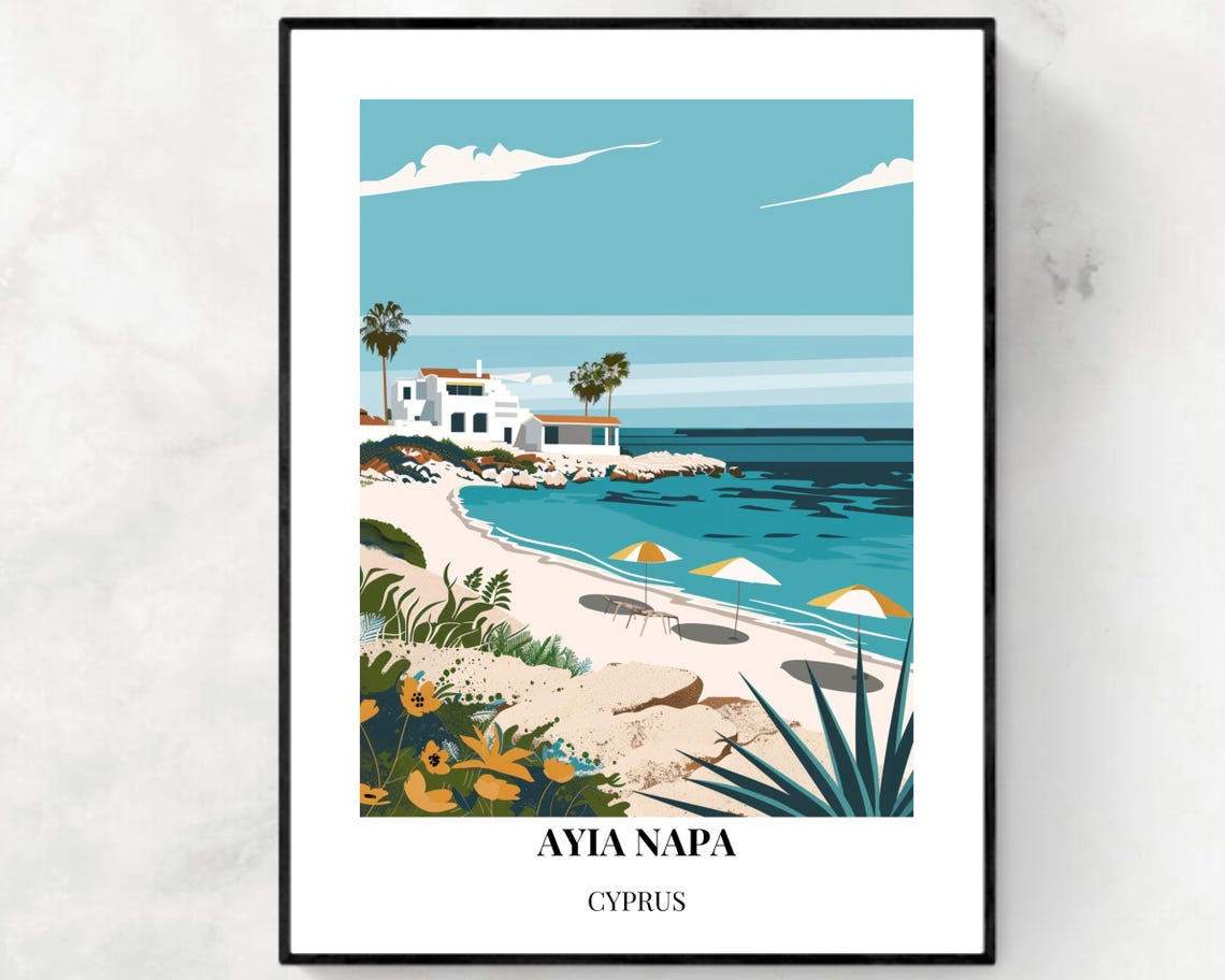 Ayia Napa Travel Print Wall Art Ayia Napa Cyprus City Print Ayia Napa Travel Gift Ayia Napa City Poster Travel Gift