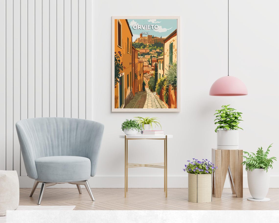 Orvieto Italy Golden Hilltop Old Town Street Umbria Travel Poster - Image 2
