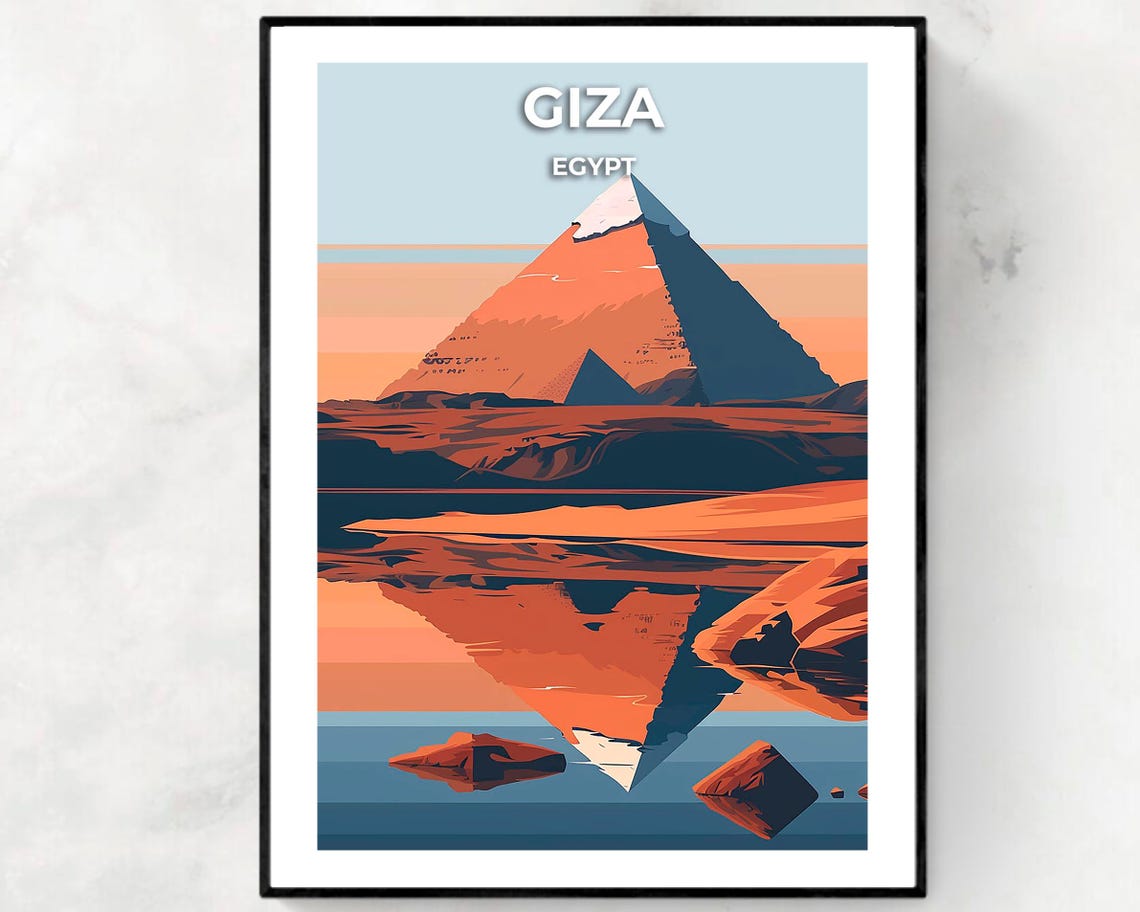 Giza Egypt Single Pyramid Desert Travel Poster for Travel Lovers