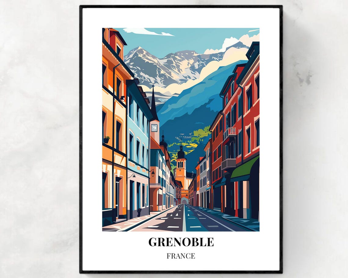 Grenoble Travel Print Wall Art Grenoble France City Print Grenoble Travel Gift Grenoble City Poster Travel Gift