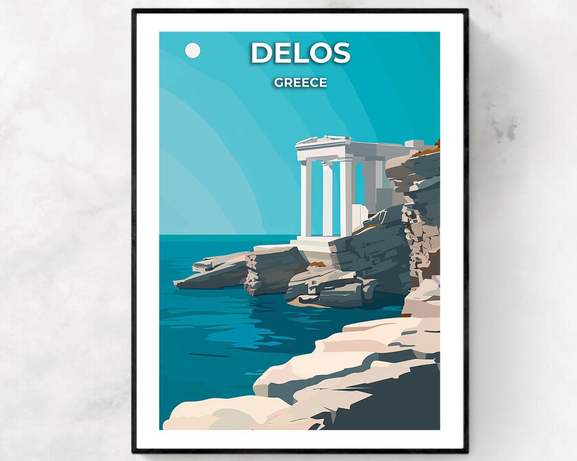Delos Greece Ancient Temple Ruins Turquoise Coastline Poster