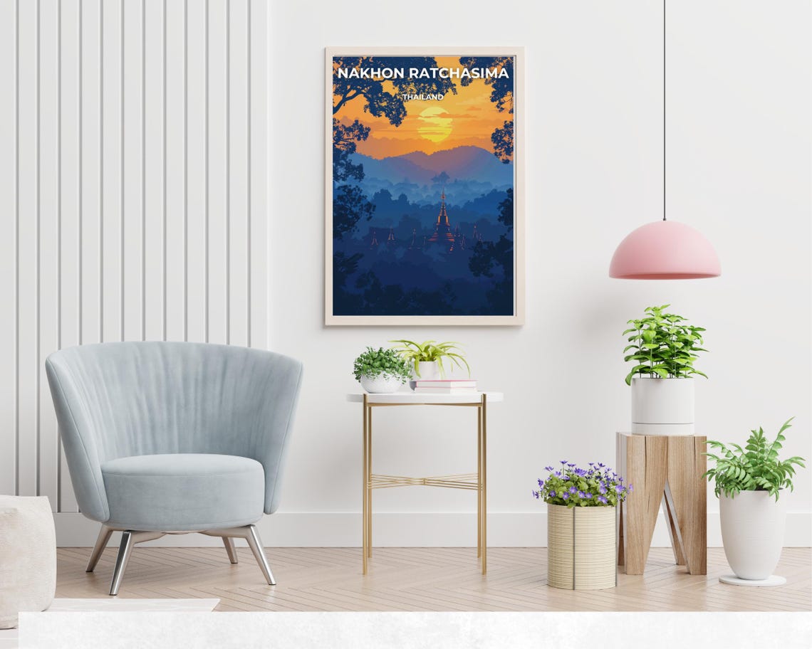 Nakhon Ratchasima Thailand Temple Sunset Silhouette View Poster - Image 2