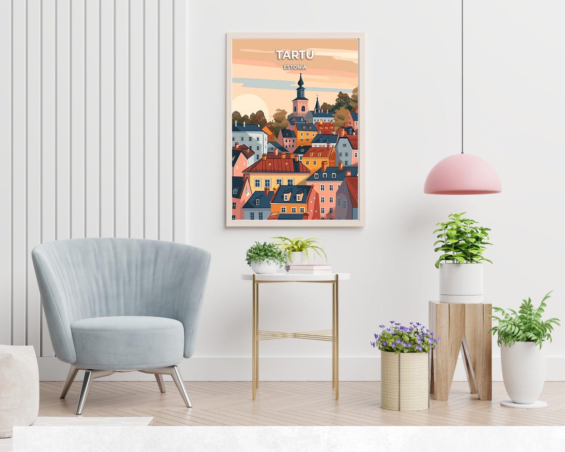 Tartu Estonia Old Town Rooftops Church Towers Poster Artwork - Image 2