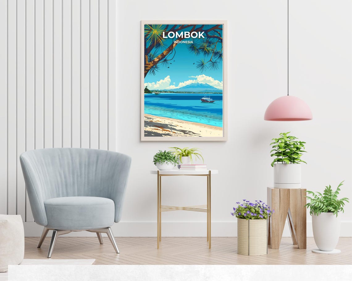 Gili Islands Travel Print Wall Art Lombok Indonesia City Print Gili Islands Travel Gift Gili Islands Poster Wall Art - Image 2