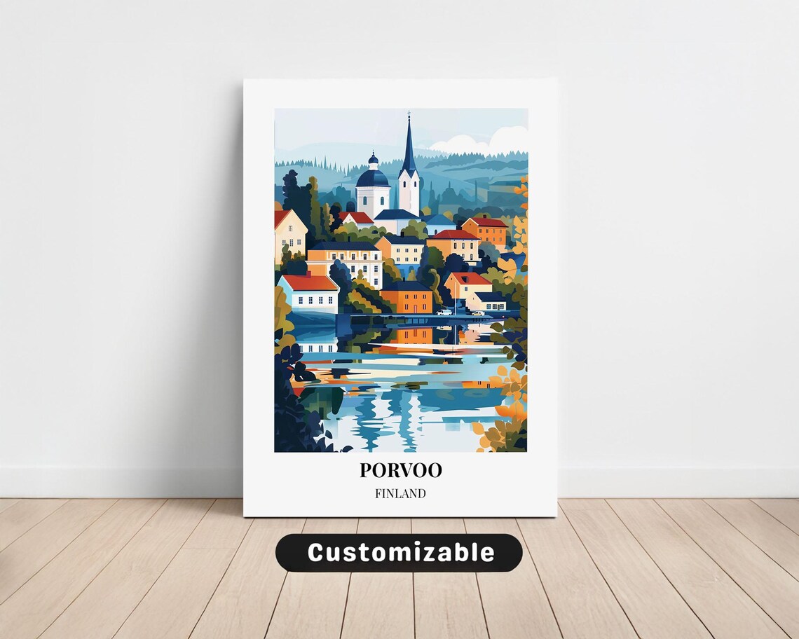 Porvoo Finland Riverside Old Town Vintage Travel Canvas Poster