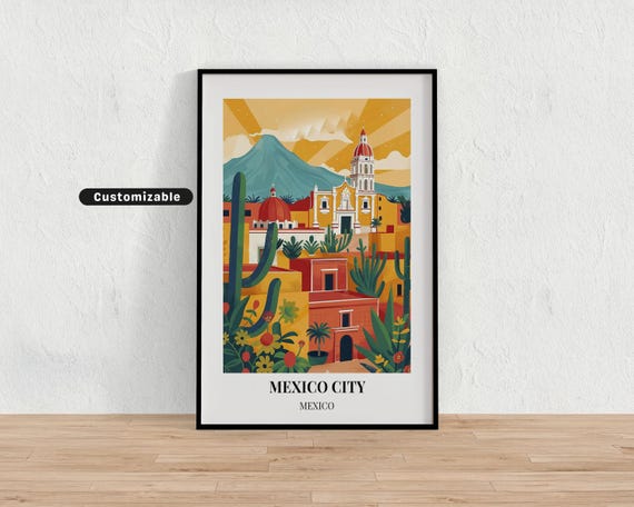 Mexico City Travel Poster Custom Wall Art