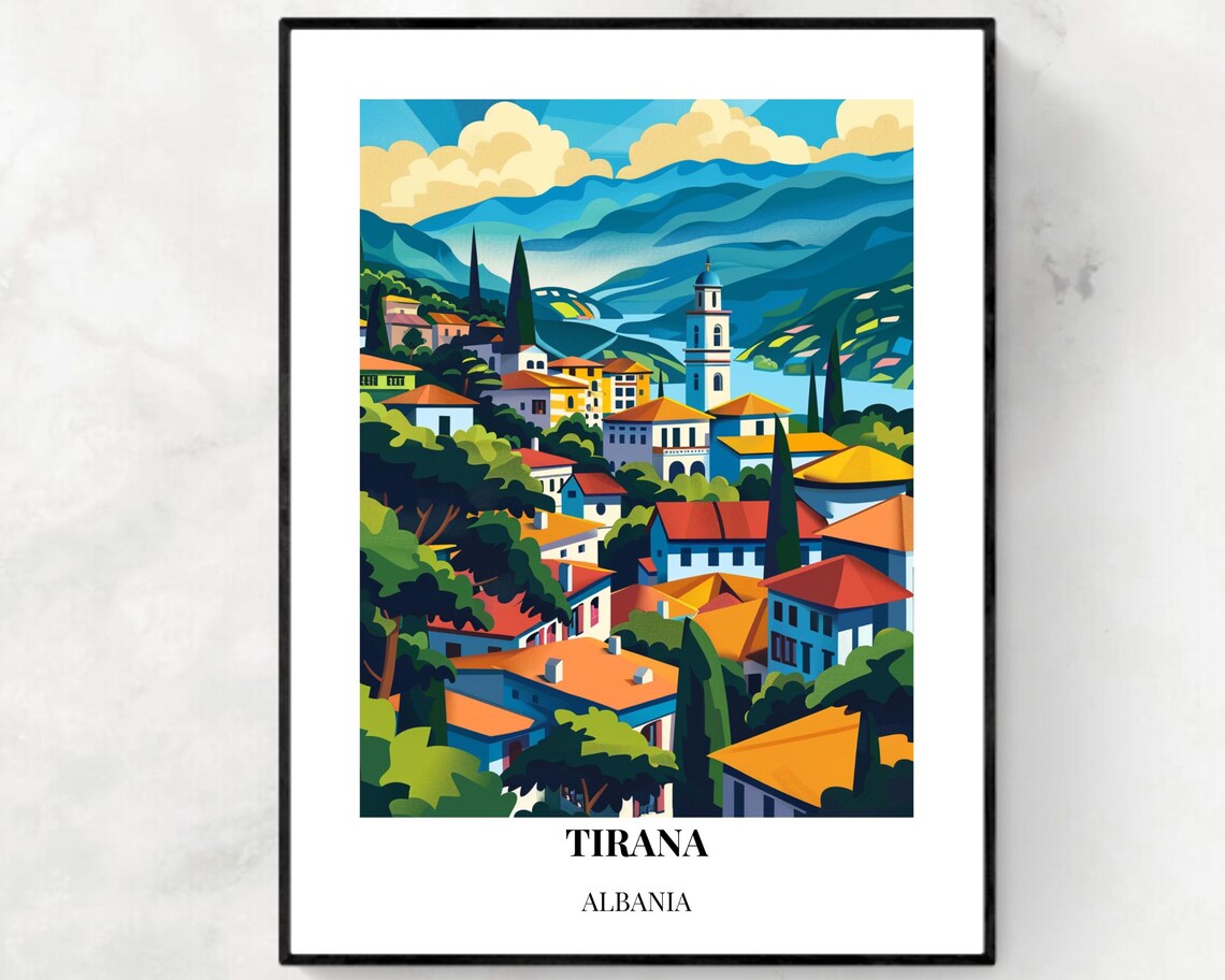 Tirana Travel Print Wall Art Tirana Albania City Print Skanderbeg Square Travel Gift Skanderbeg Square Poster Travel Gift