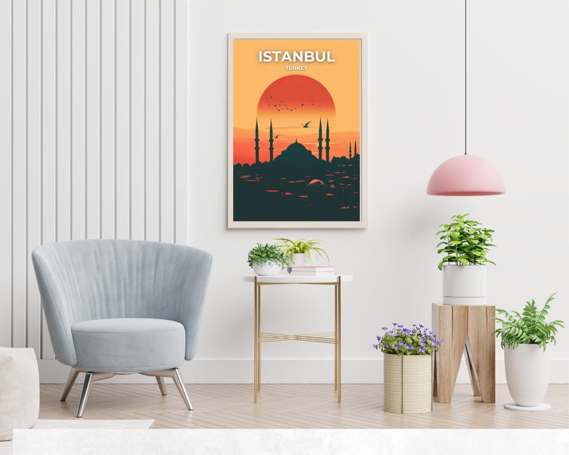 Istanbul Mosque Silhouette Sunset Turkey Skyline Travel Poster - Image 2