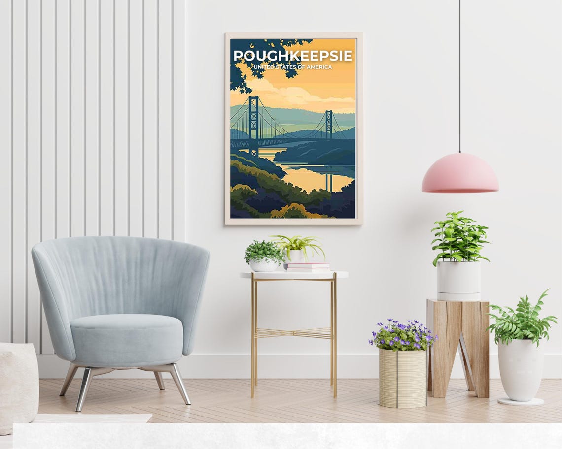 Poughkeepsie New York Suspension Bridge Hudson Sunset Poster - Image 2