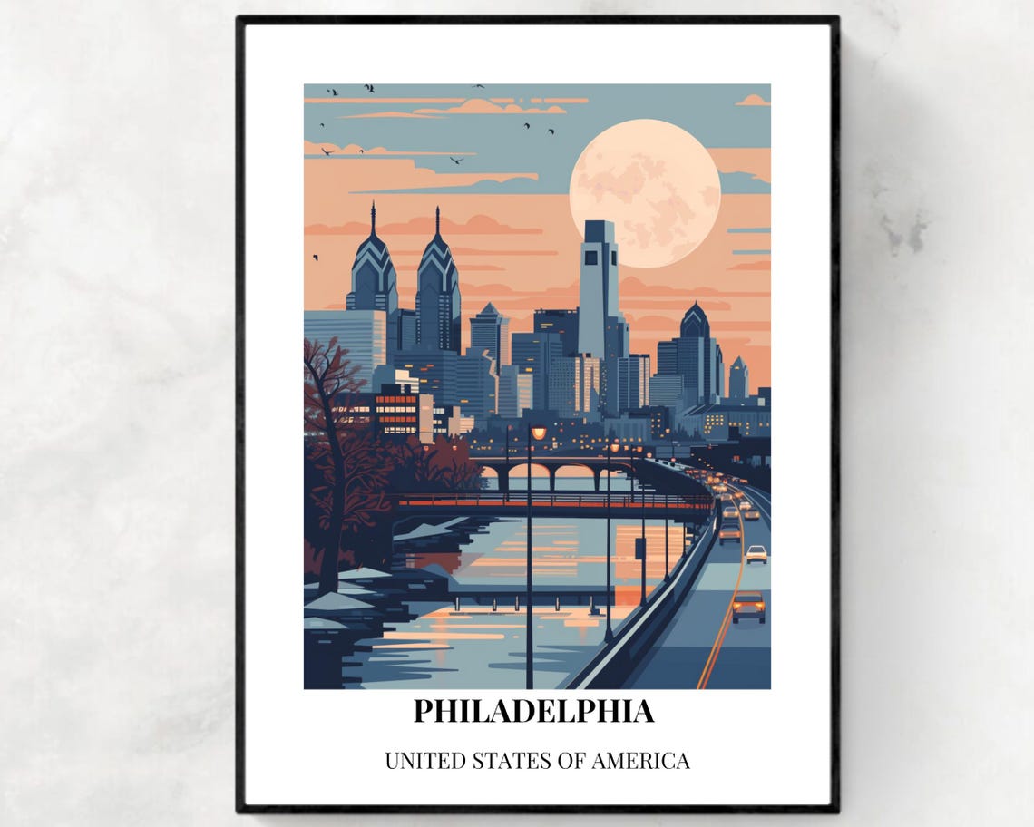 Philadelphia City Print Philadelphia Travel Poster Pennsylvania Travel Gift Philadelphia Pennsylvania Poster