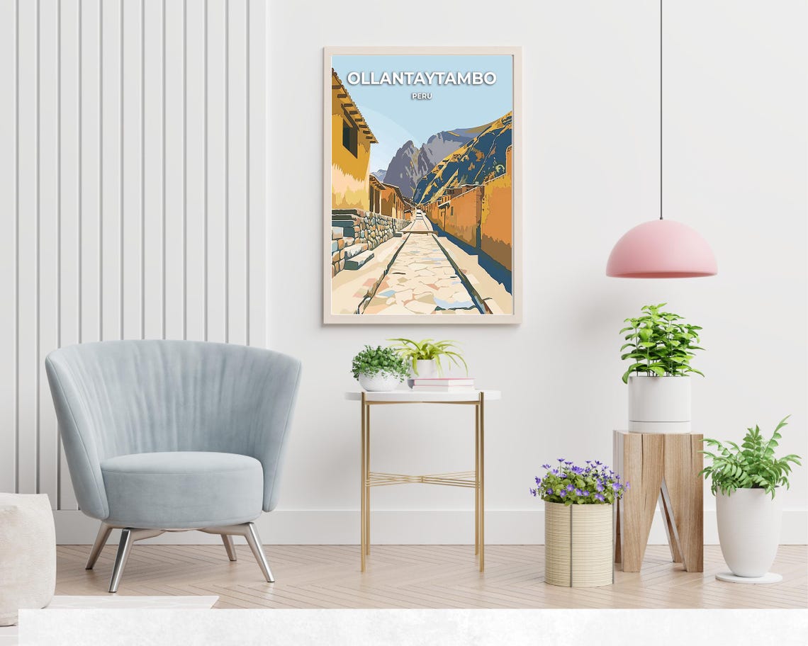 Ollantaytambo Peru Ancient Stone Street Mountain Valley Poster - Image 2