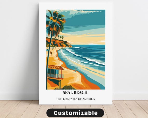 Seal Beach Usa Travel Canvas Poster Custom Wall Art