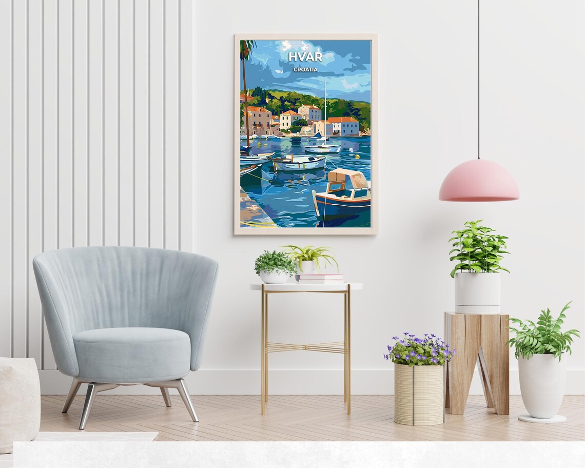 Hvar Town Travel Print Wall Art Hvar Croatia City Print Hvar Town Travel Gift Hvar Town Poster Travel Gift Wall Art - Image 2
