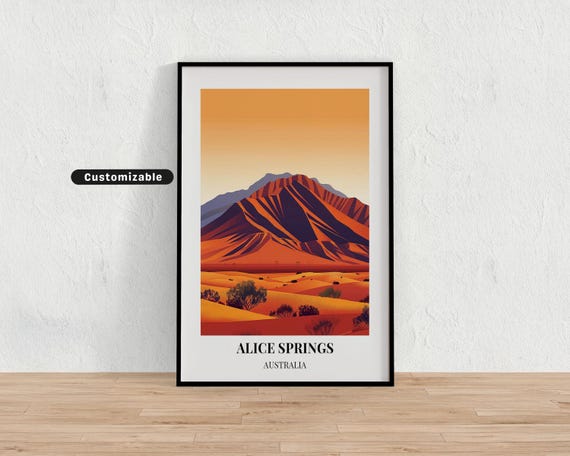 Alice Springs Australia Travel Poster Custom Wall Art