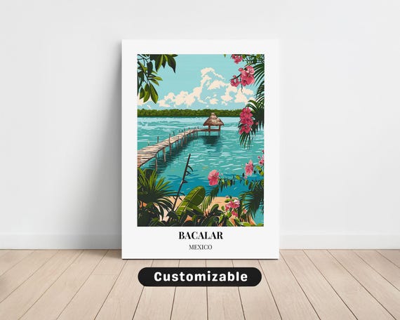Bacalar Mexico Travel Canvas Poster Custom Wall Art