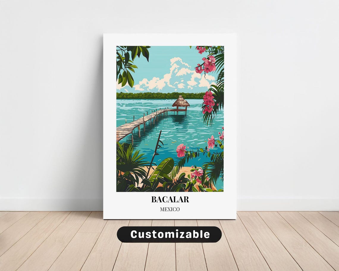Bacalar Mexico Travel Canvas Poster Custom Wall Art