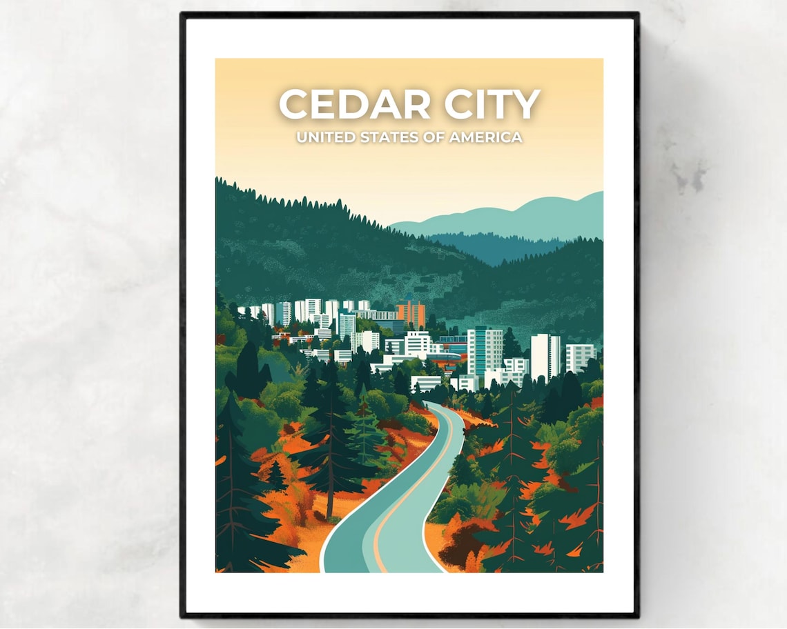 Cedar City Travel Print Wall Art Cedar City Utah City Print Cedar City Travel Gift Cedar City City Poster Wall Art