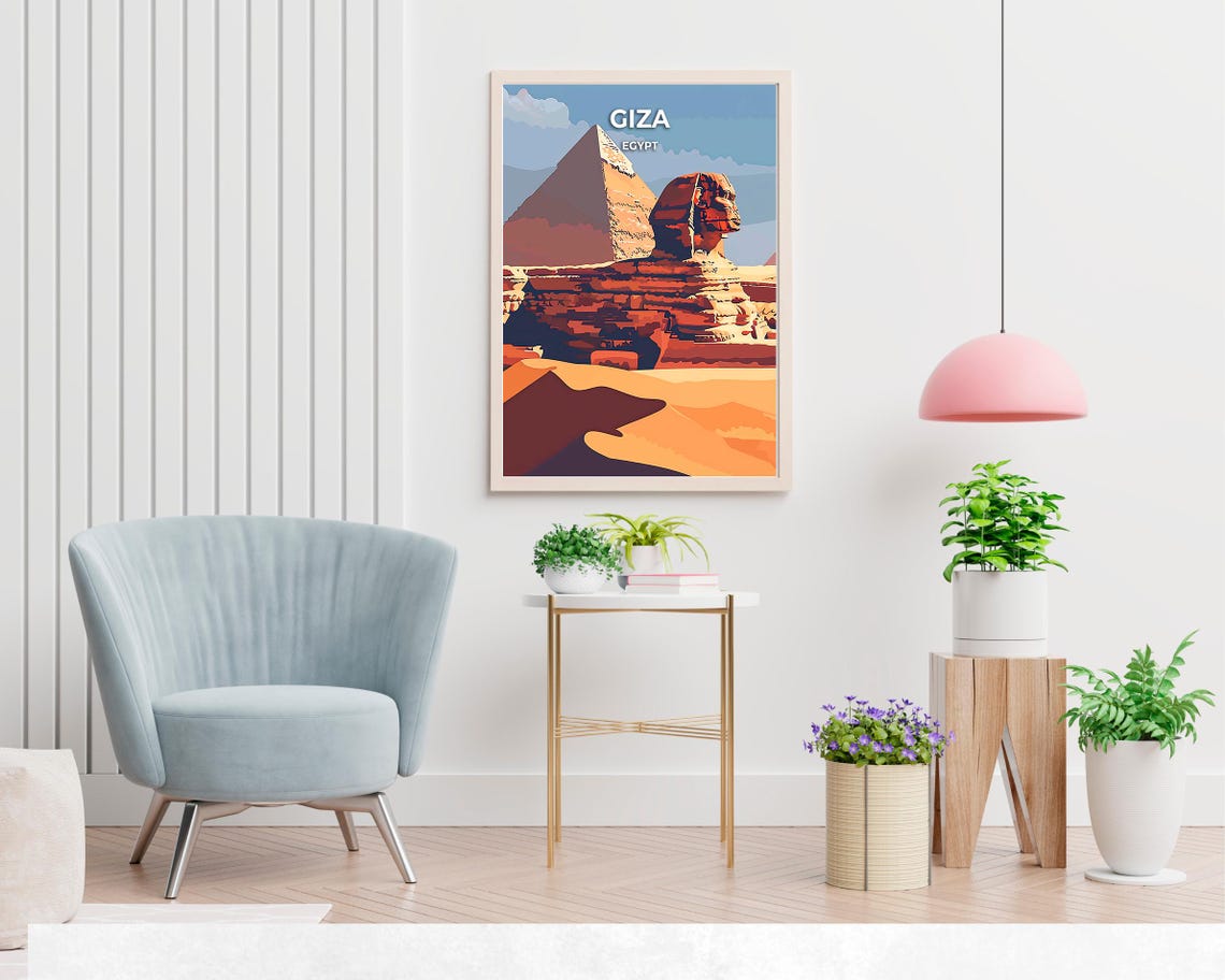 Giza Egypt Great Sphinx Pyramid Close Travel Poster Panoramic - Image 2