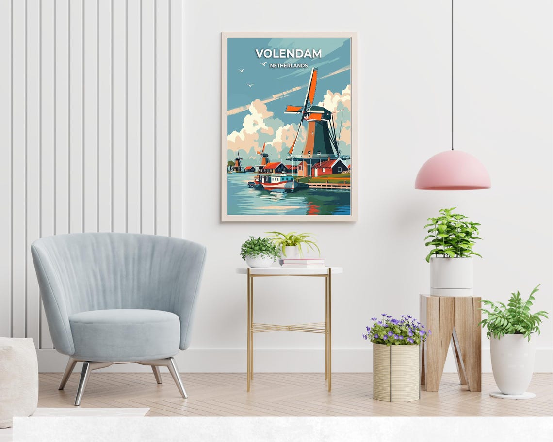Fishing Village Travel Print Wall Art Volendam Netherlands City Print Fishing Village Travel Gift Fishing Village Poster Travel Gift - Image 2