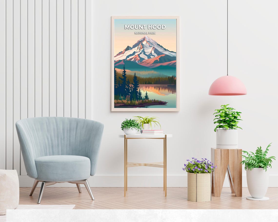 Mount Hood National Park Travel Print Wall Art Mount Hood National Park City Print Mount Hood National Park Travel Gift Mount Hood - Image 2