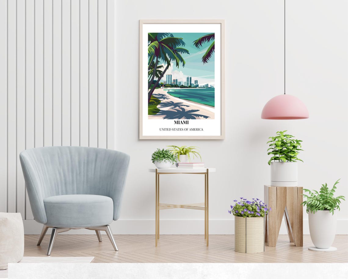 Miami Florida Tropical Beach and Skyline City Scene Wall Art - Image 2