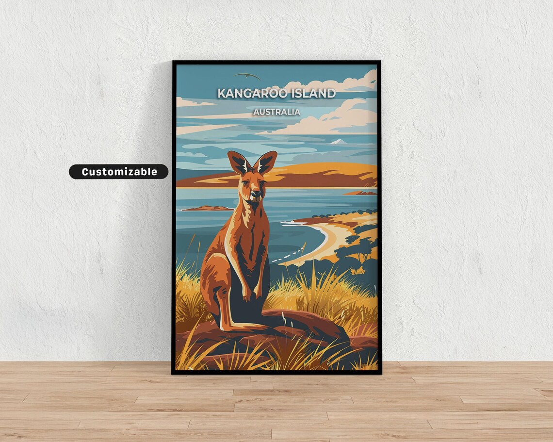 Kangaroo Island Australia Travel Poster Custom Wall Art