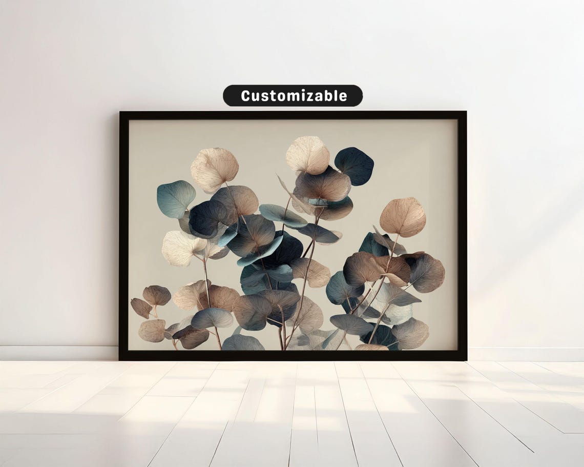 Botanical Sketch Of Layered Eucalyptus In Neutral Style Wall Art Minimal Print