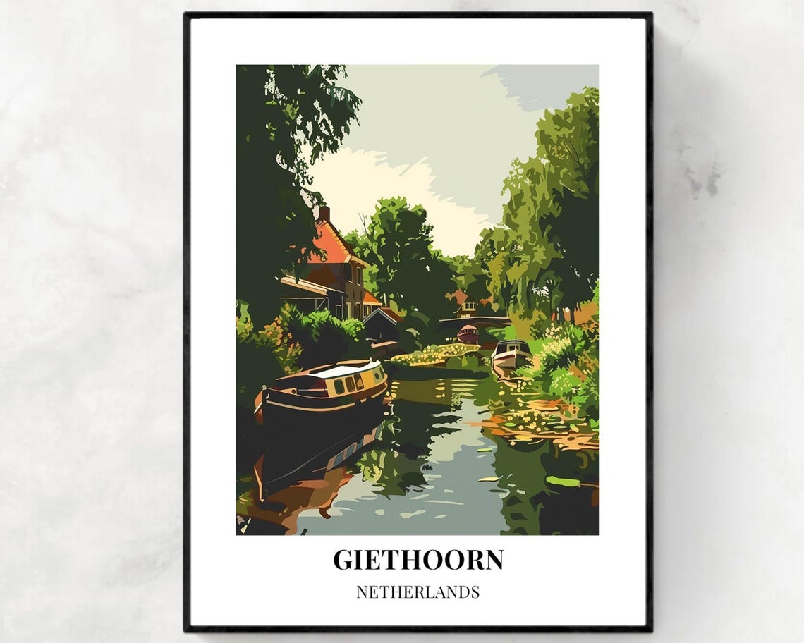 Venice Of The Netherlands Travel Print Wall Art Giethoorn Netherlands City Print Venice Of The Netherlands Travel Gift
