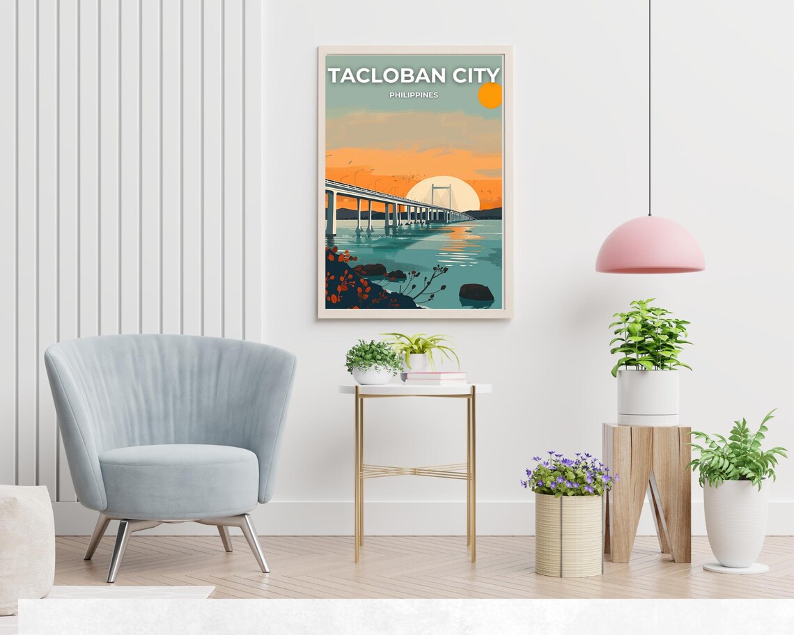 Tacloban City Philippines Sunset Bridge Over Water Travel Poster - Image 2