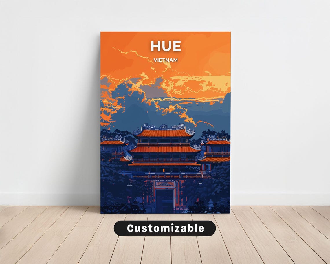 Golden Hue Vietnam Imperial Palace Sunset Travel Souvenir Poster