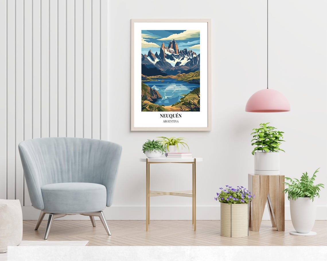 Neuquén Argentina Towering Granite Peaks Lake Reflection Poster - Image 2