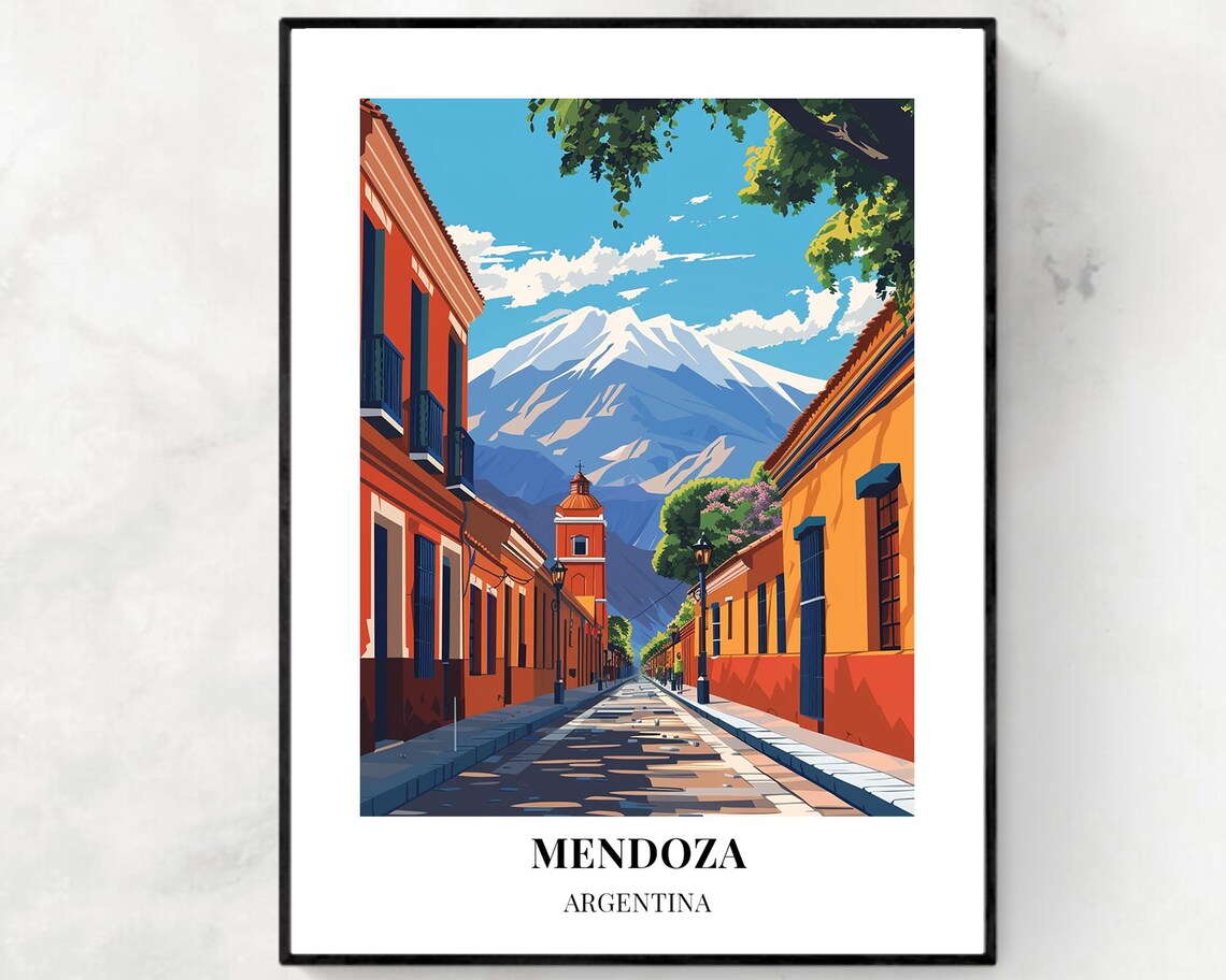 Mendoza Travel Print Wall Art Mendoza Argentina City Print Mendoza Travel Gift Mendoza City Poster Travel Gift