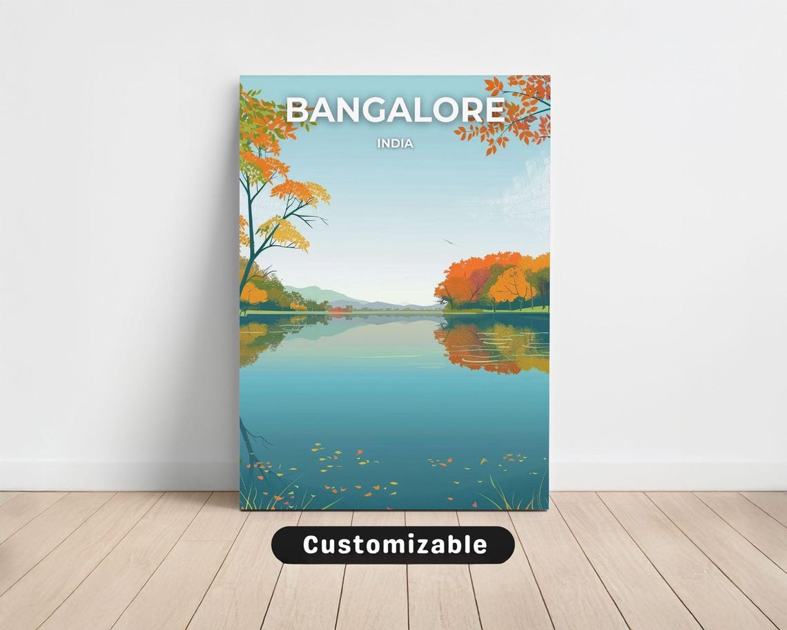 Bangalore India Autumn Lake Reflection Calm Scenic Travel Poster