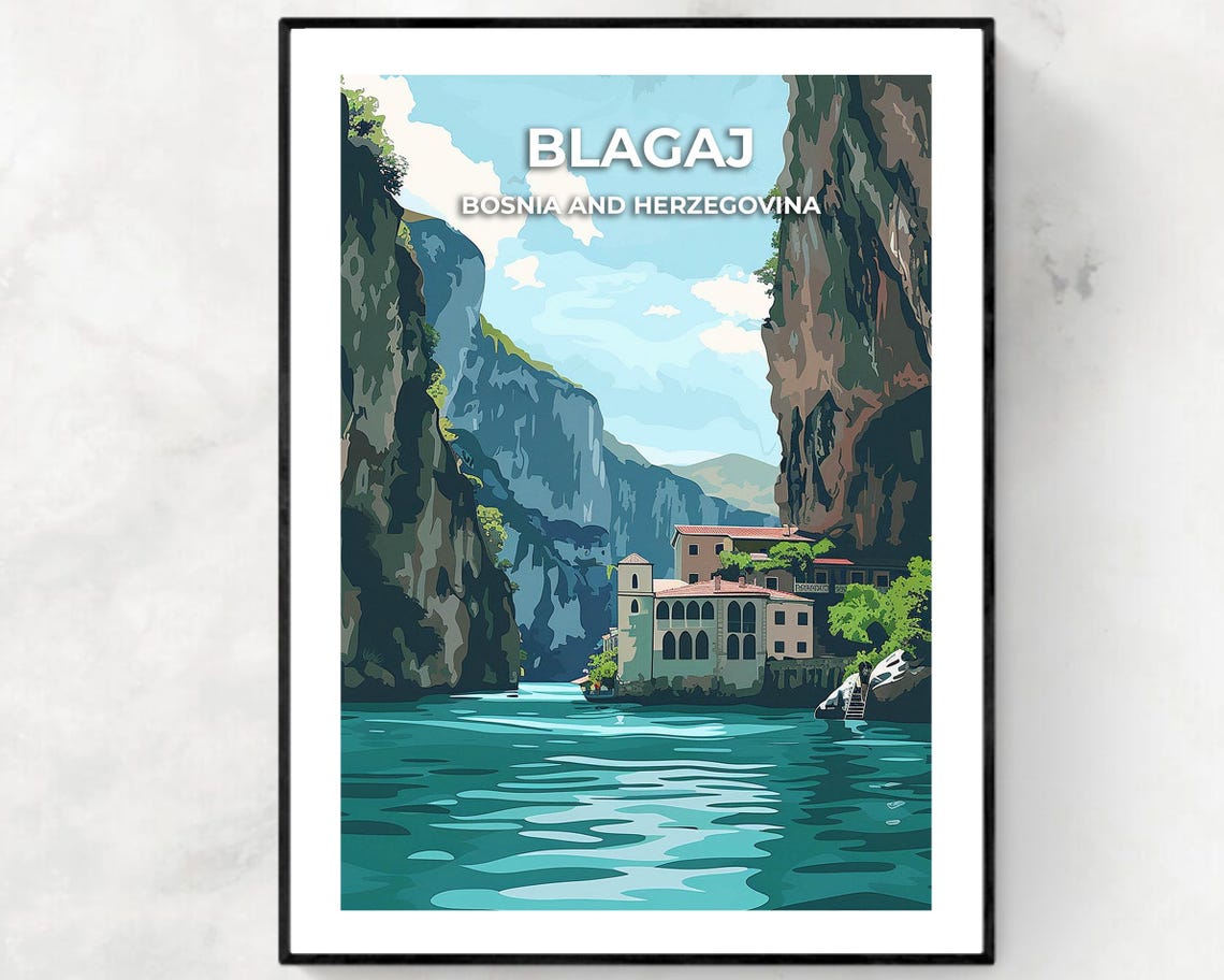 Blagaj Tekija Travel Print Wall Art Blagaj Bosnia And Herzegovina City Print Blagaj Tekija Travel Gift Blagaj Tekija Poster Wall Art