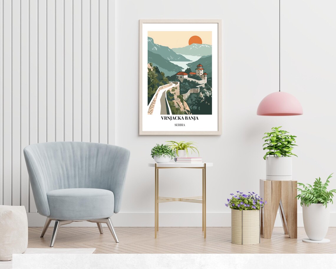 Vrnjacka Banja Serbia Hilltop Chapel and Fortress Above Valley Poster - Image 2