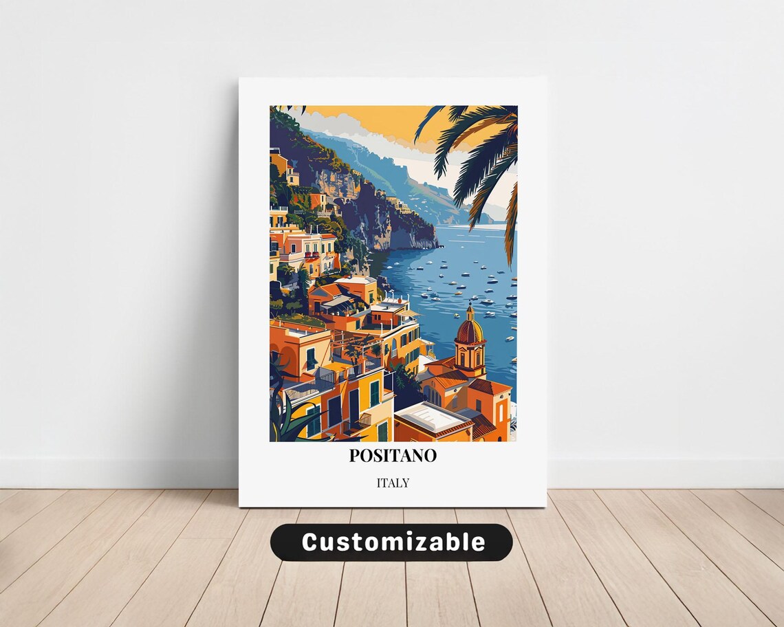 Positano Italy Colorful Cliffside Village Sea View Travel Poster