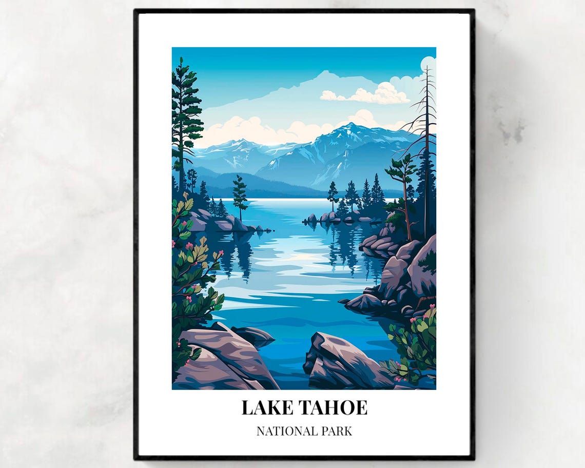 Lake Tahoe National Park Travel Print Wall Art Lake Tahoe National Park City Print Lake Tahoe National Park Travel Gift Lake Tahoe